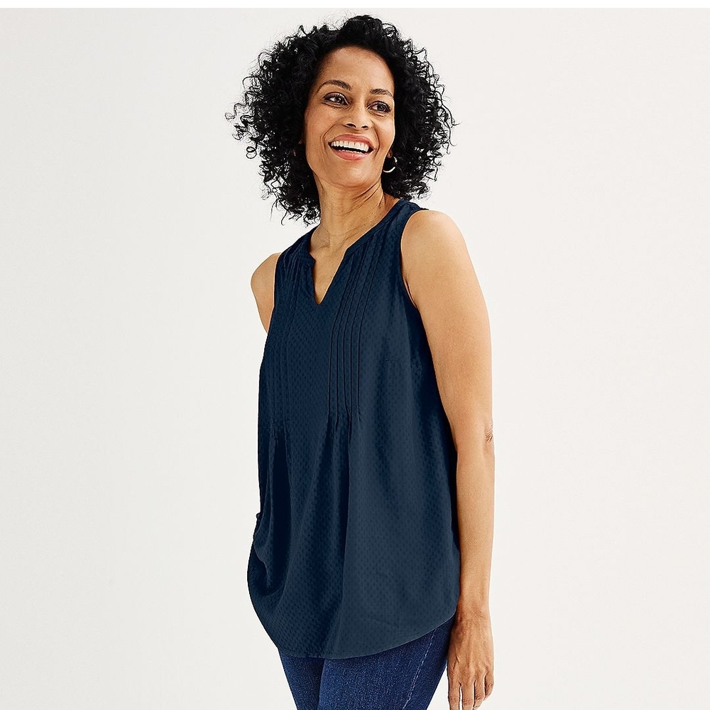 Relaxed Blue Sleeveless Tank Top